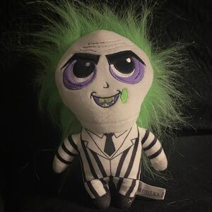 Beetle juice Plush Toy with Green Hair and Striped Suit